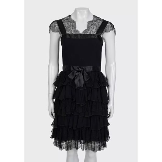 Oscar de la Renta Black Lace Fitted Dress - UK6/XS Pre-owned