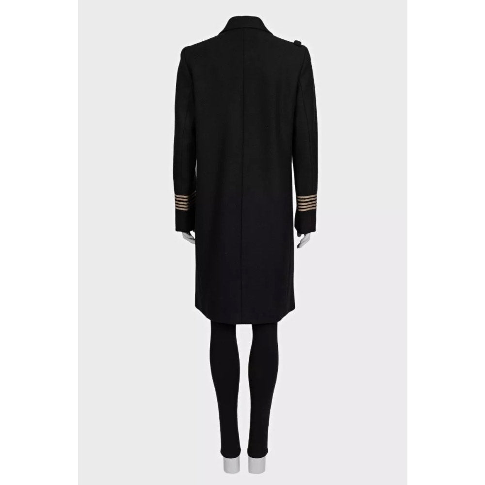 Saint Laurent Black Wool Coat Sz.40 Pre-owned