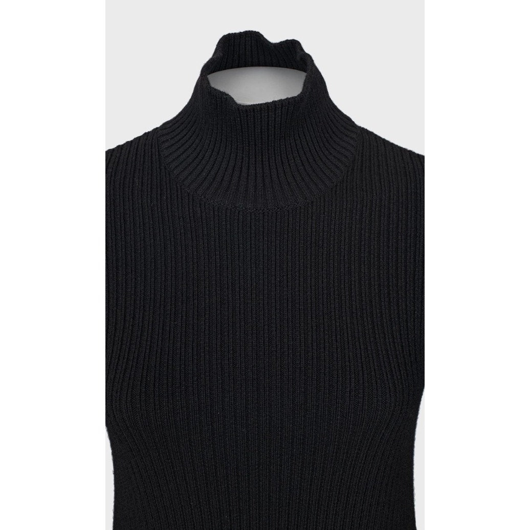 Bottega Veneta Black Asymmetric Wool Maxi Dress Size L pre-owned