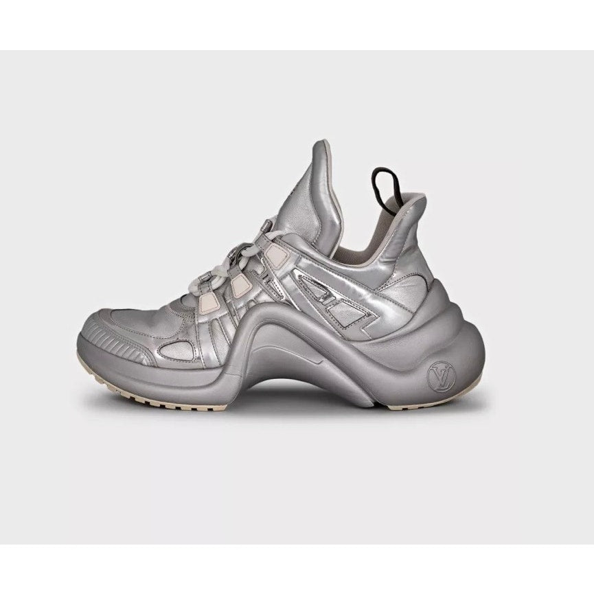 Louis Vuitton Silver Platform Sneakers - Size 41 pre-owned