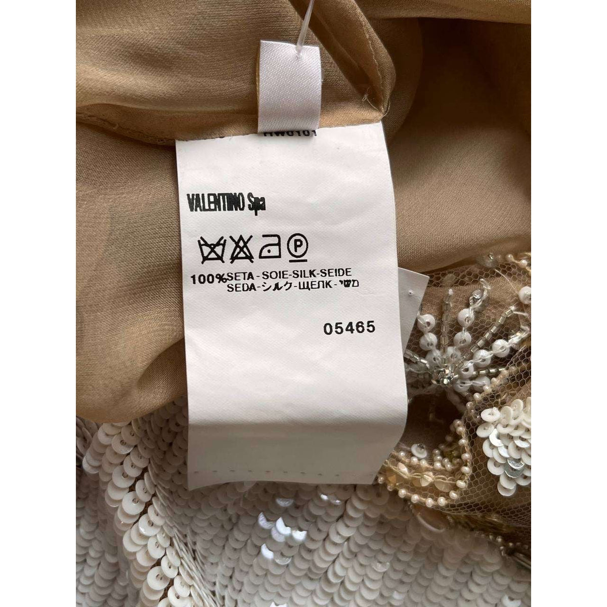 Valentino Beige Silk Embellished Dress | UK 6 XS Pre-owned