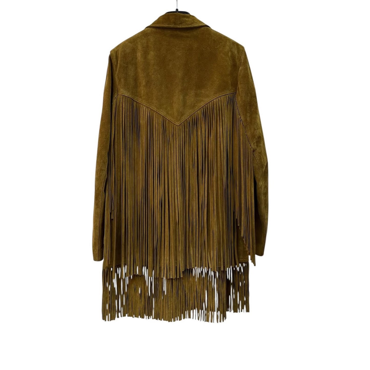Saint Laurent Mustard Suede Fringe Jacket Sz.40 Pre-owned
