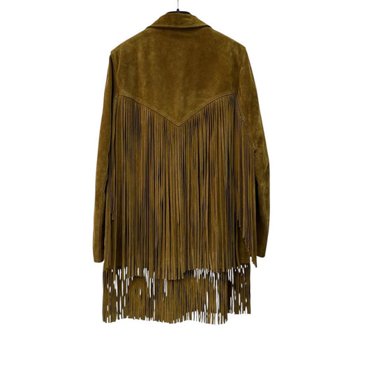 Saint Laurent Mustard Suede Fringe Jacket Sz.40 Pre-owned