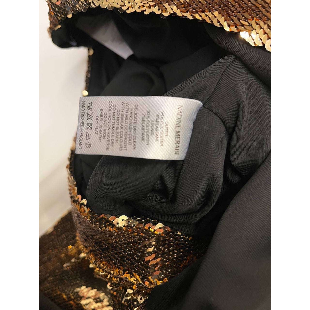 NWOT Nadine Merabi Jennifer Gold Sequin Maxi Dress 34/XS pre-owned