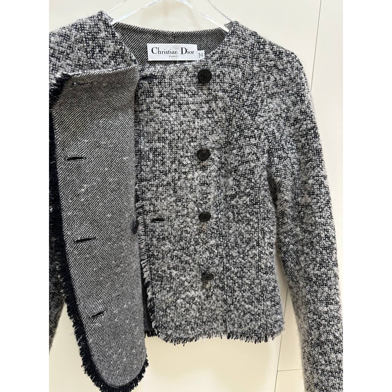 Christian Dior Black & White Tweed Jacket Sz.38 Pre-owned