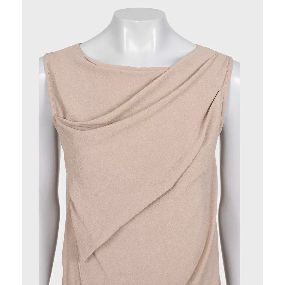 Brunello Cucinelli Brown Silk Draped Sleeveless Dress M Pre-owned