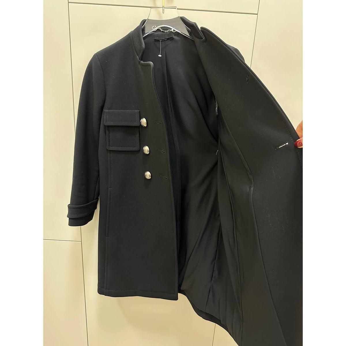 GUCCI Black Wool Military-Style Coat IT 40 pre-owned
