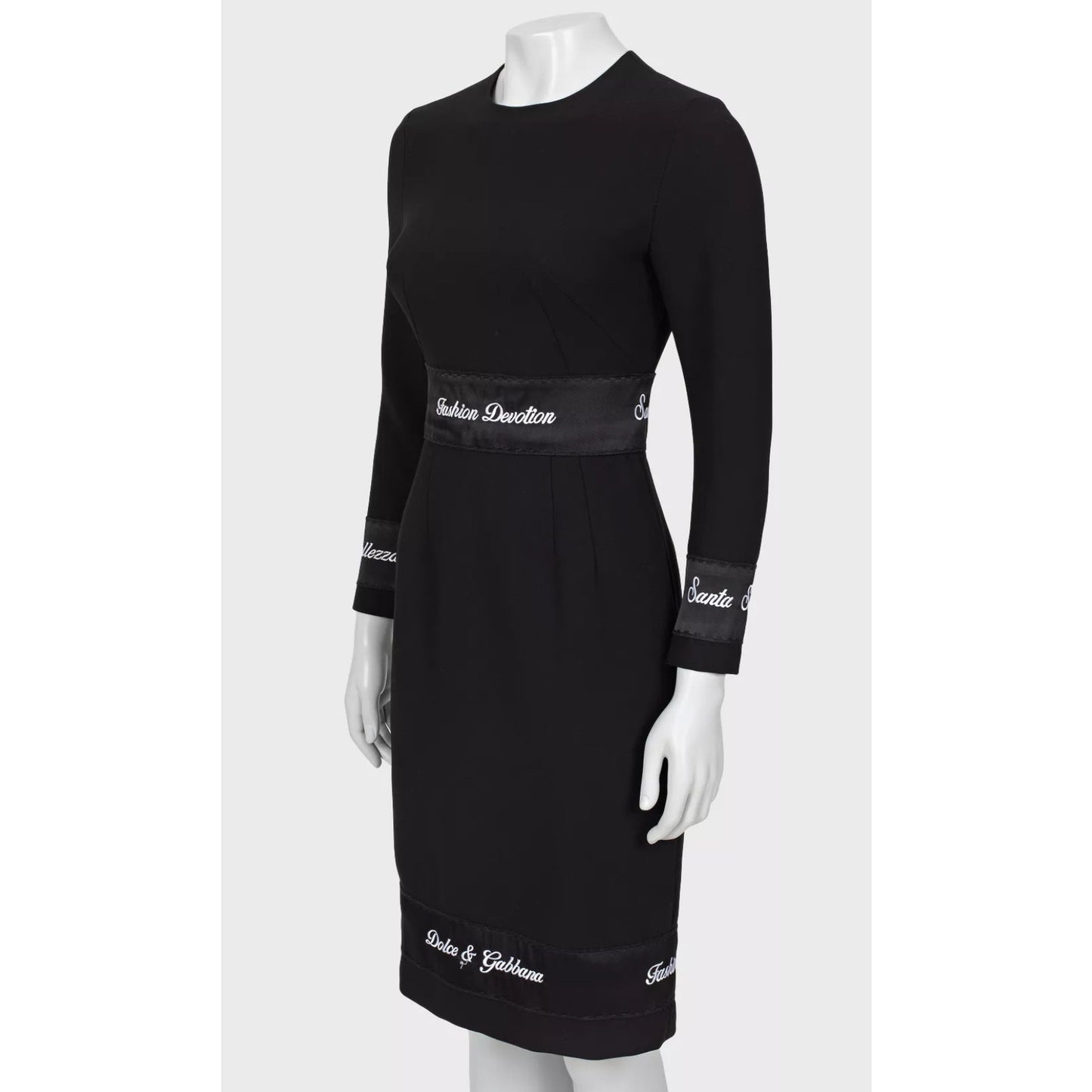 Dolce & Gabbana Black Wool Embroidered Midi Dress Sz36/XXS Pre-owned