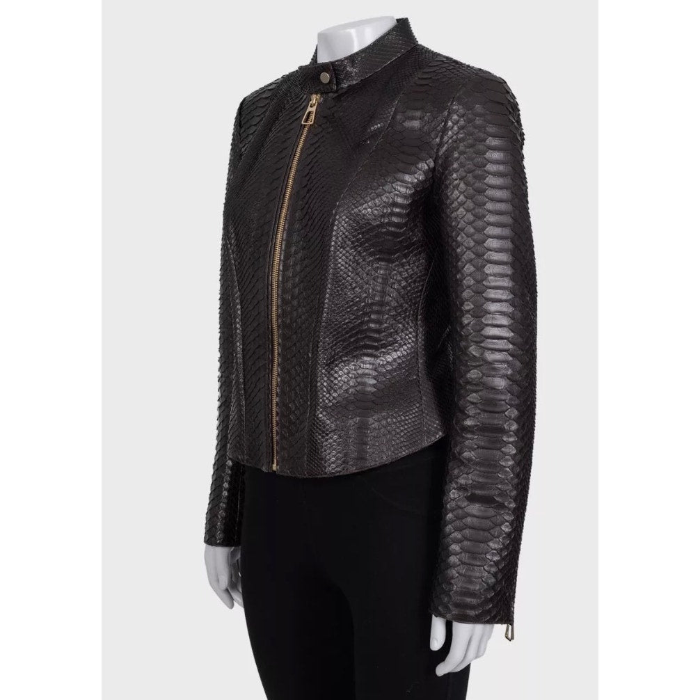 NWOT Alberta Ferretti Cropped Lambskin Leather Jacket IT44/S