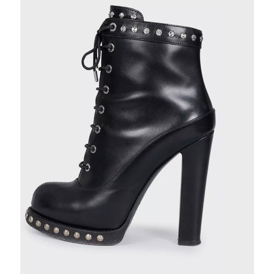 Alexander McQueen Black Leather Ankle Boots Sz.39 pre-owned