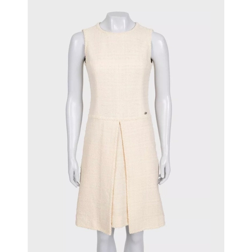 Chanel Beige Tweed Sleeveless Dress - FR 36 / S Pre-owned