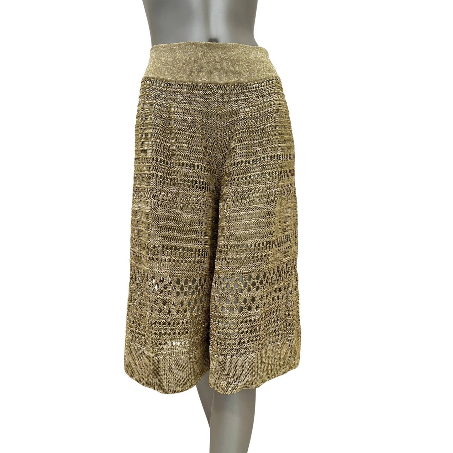 Balmain Gold Open-Knit Top & Bermuda Shorts Set FR 36 Pre-owned