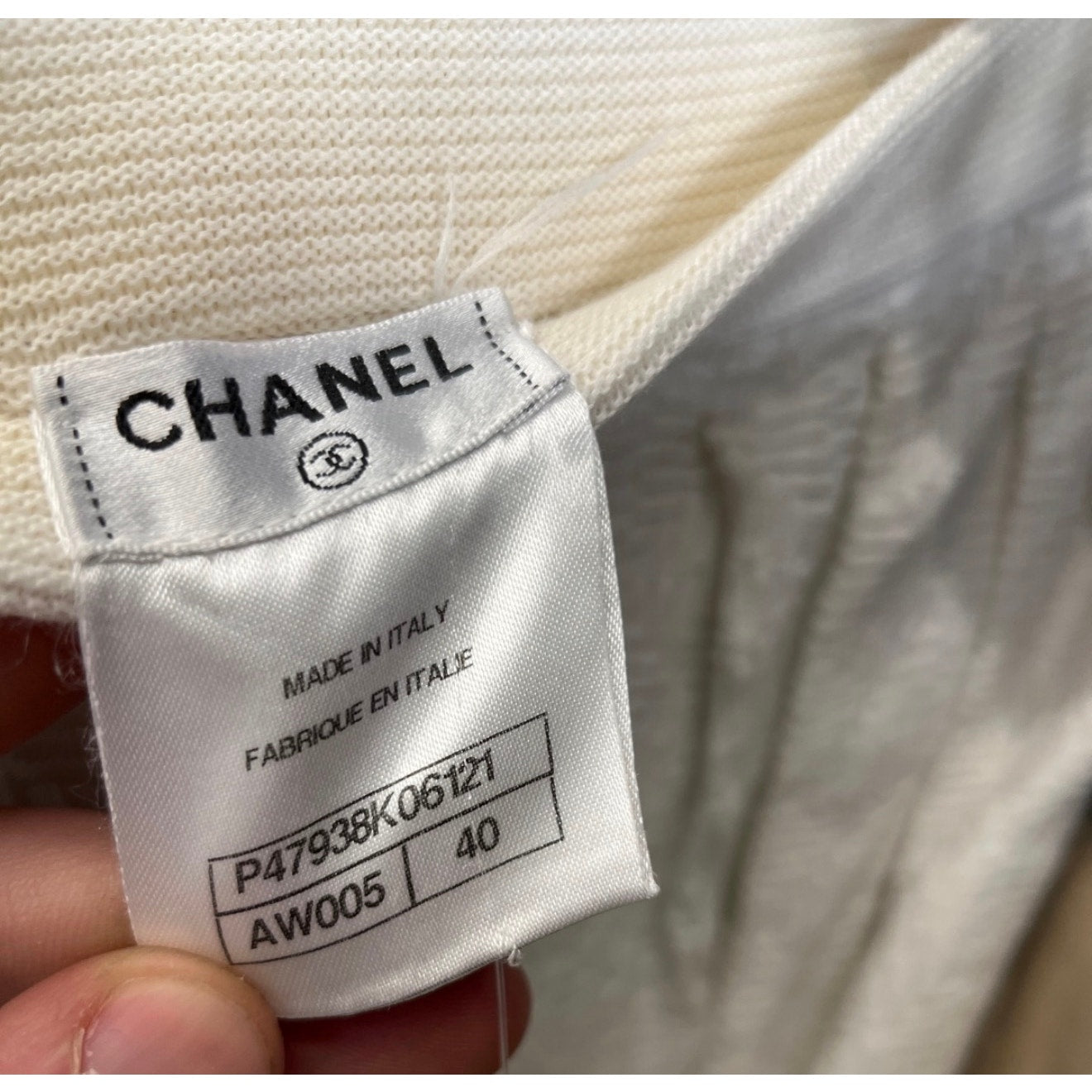 Chic Chanel White Cotton Slim Skirt Sz.40/L pre-owned