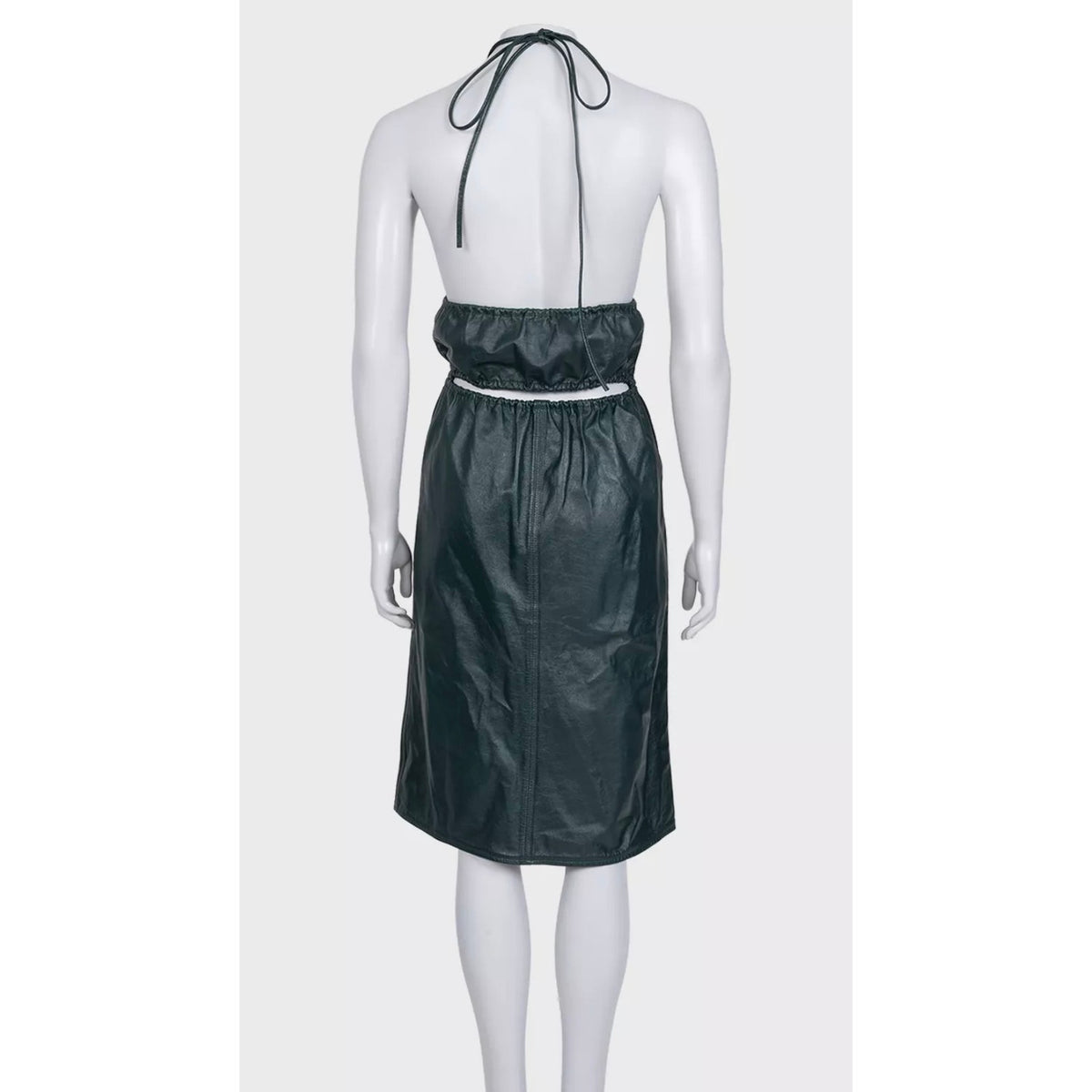 Bottega Veneta Green Leather Fitted Dress Sz.40 Pre-owned