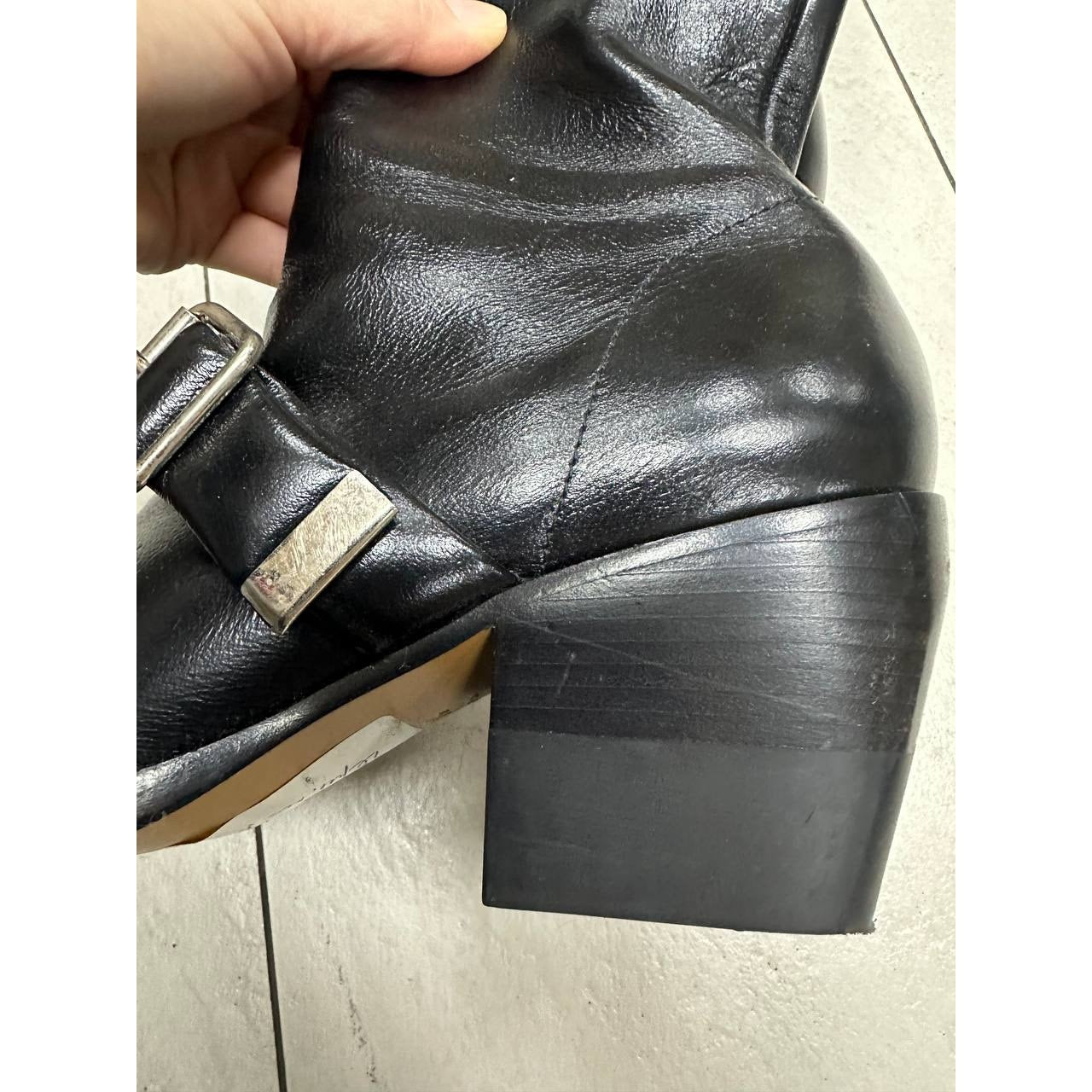 Chloe Leather Over-the Knee Buckle Block Heel Boots  Sz.36.5 Pre-owned