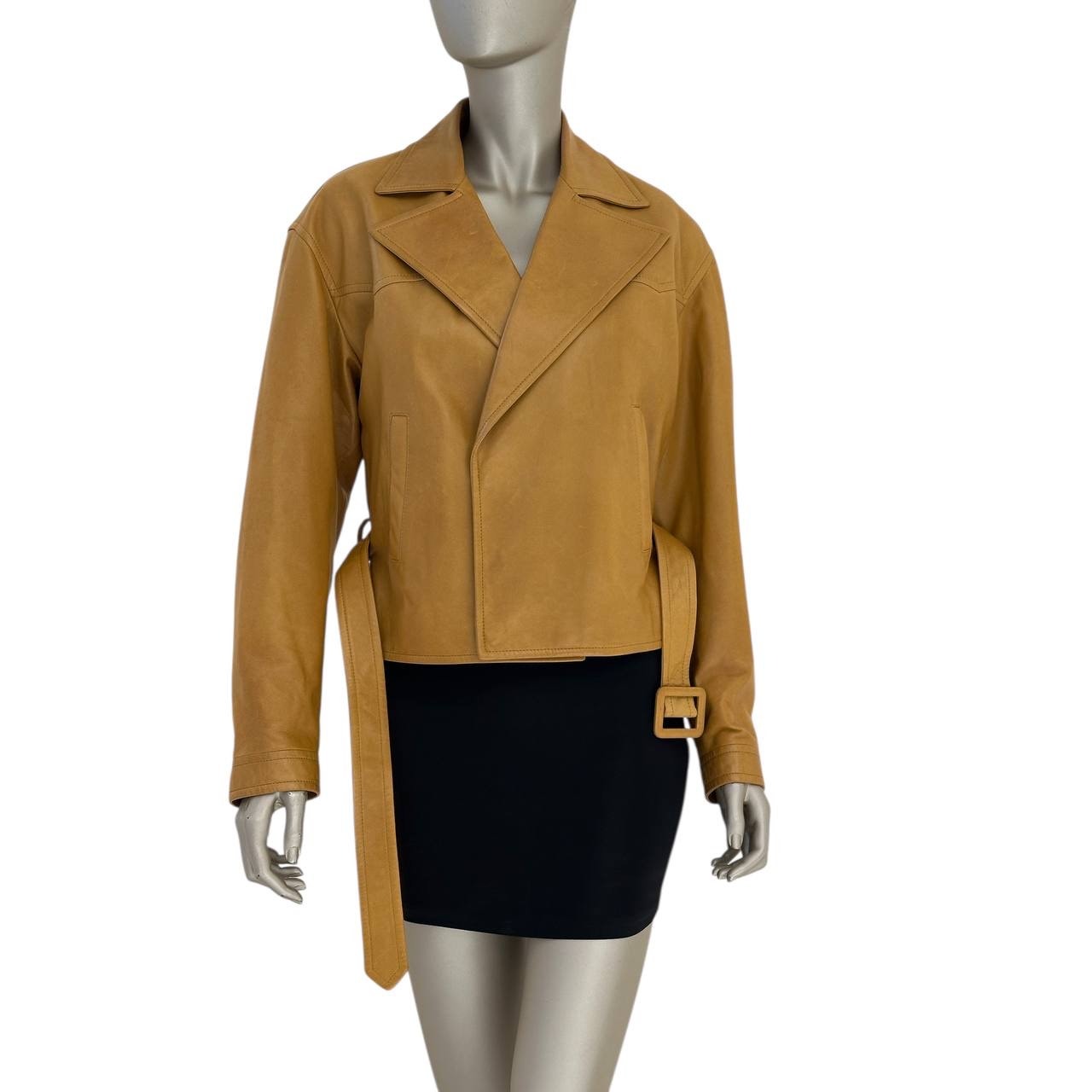 Saint Laurent Women's Brown Leather Double Breasted Jacket Pre-owned