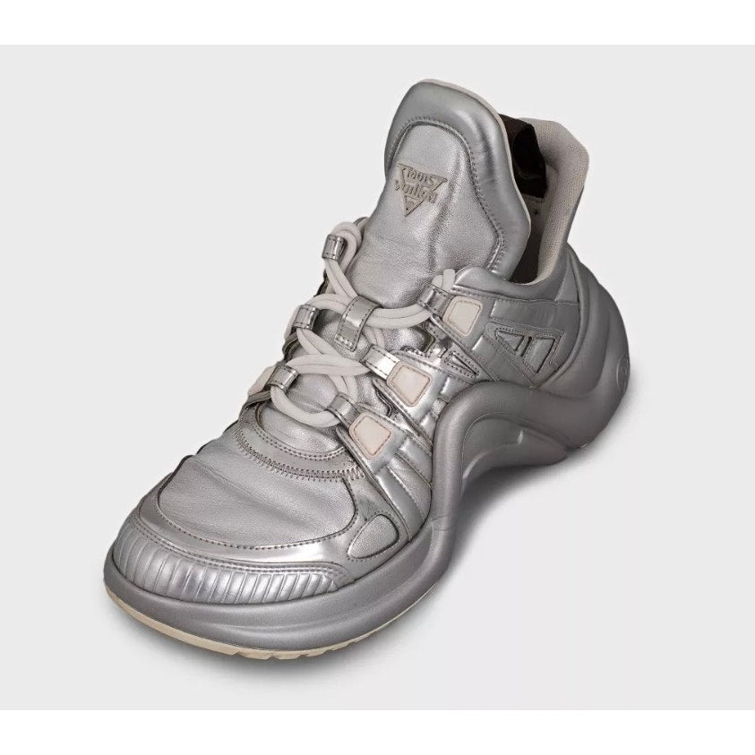 Louis Vuitton Silver Platform Sneakers - Size 41 pre-owned