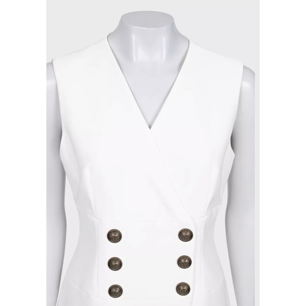 Balmain White Fitted Dress - FR 42 / XL Pre-owned