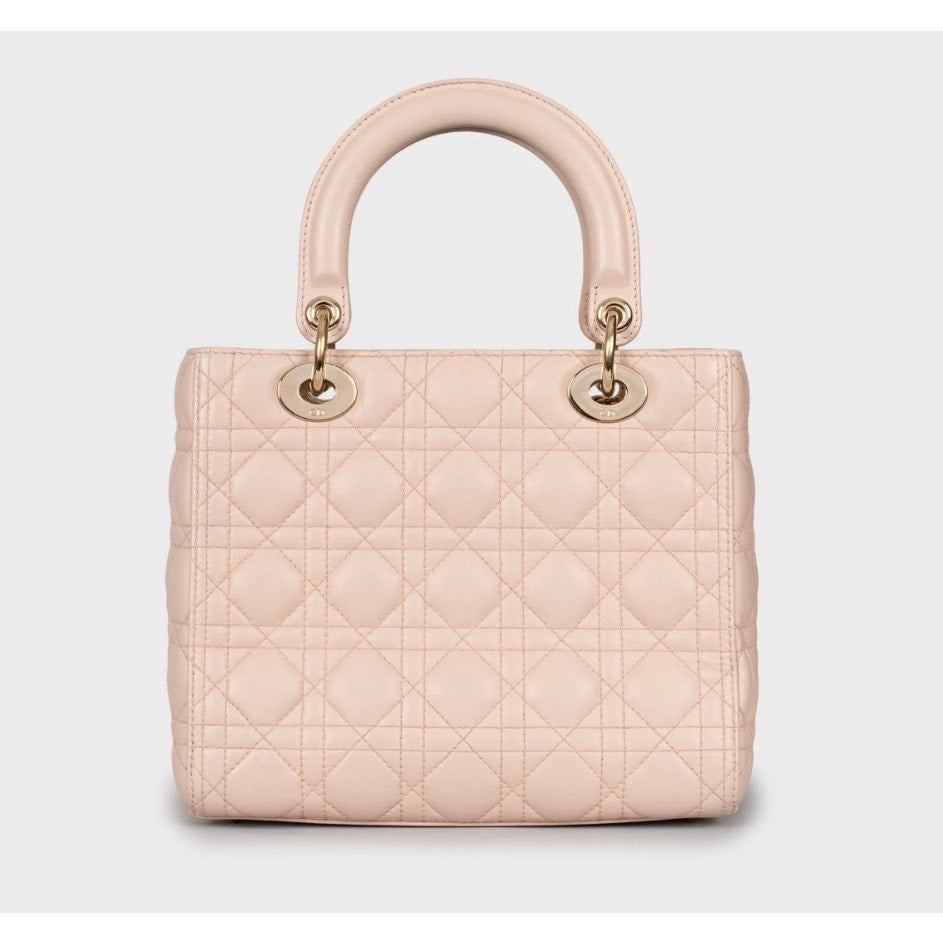 Lady Dior Medium Pink Leather Handbag Pre-owned