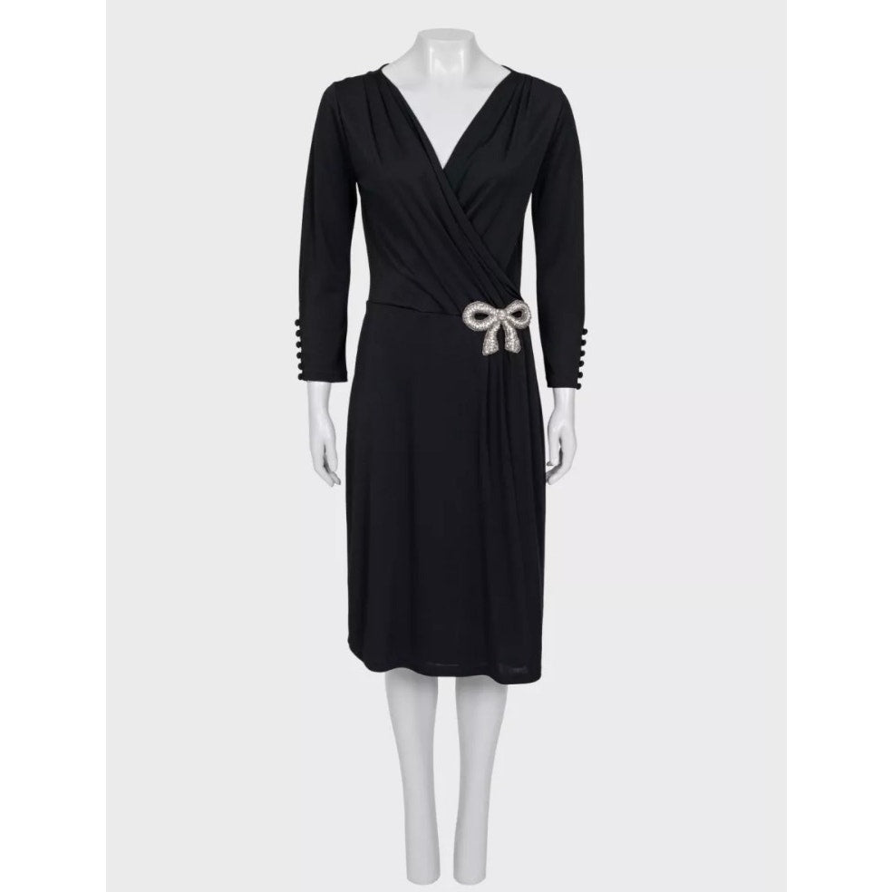 Valentino Black Bow Rhinestone Dress - IT 44 L Pre-owned