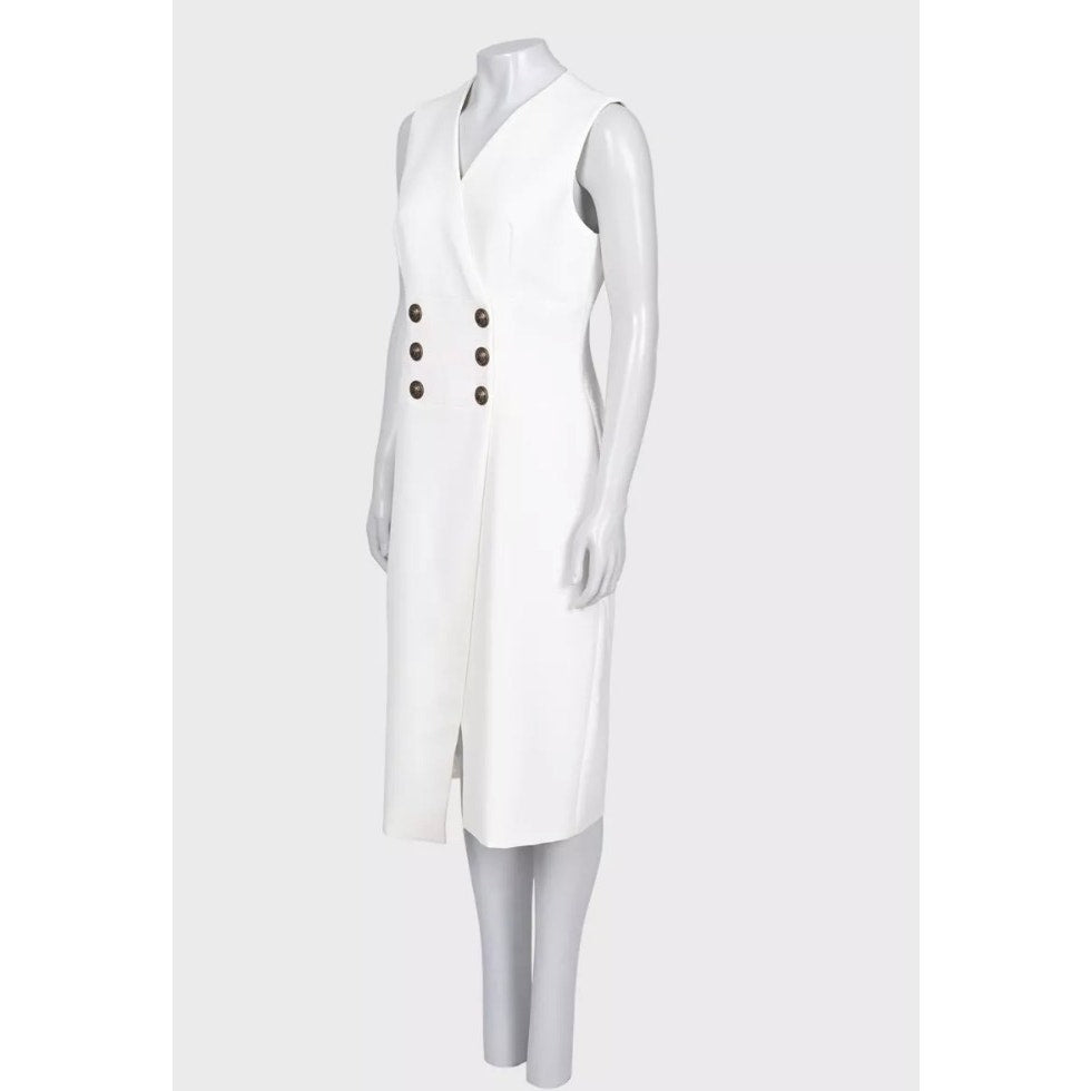 Balmain White Fitted Dress - FR 42 / XL Pre-owned