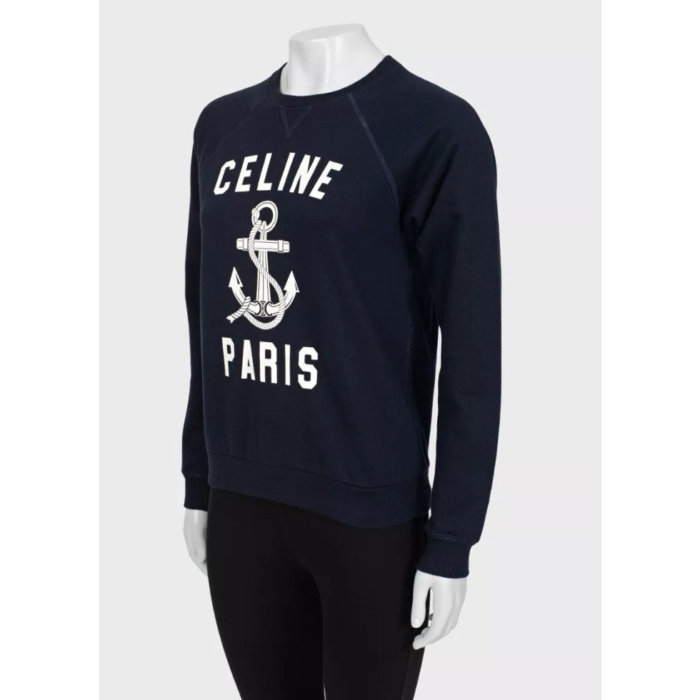 Celine Navy Logo Cotton-Cashmere Sweatshirt - Size XS Pre-owned