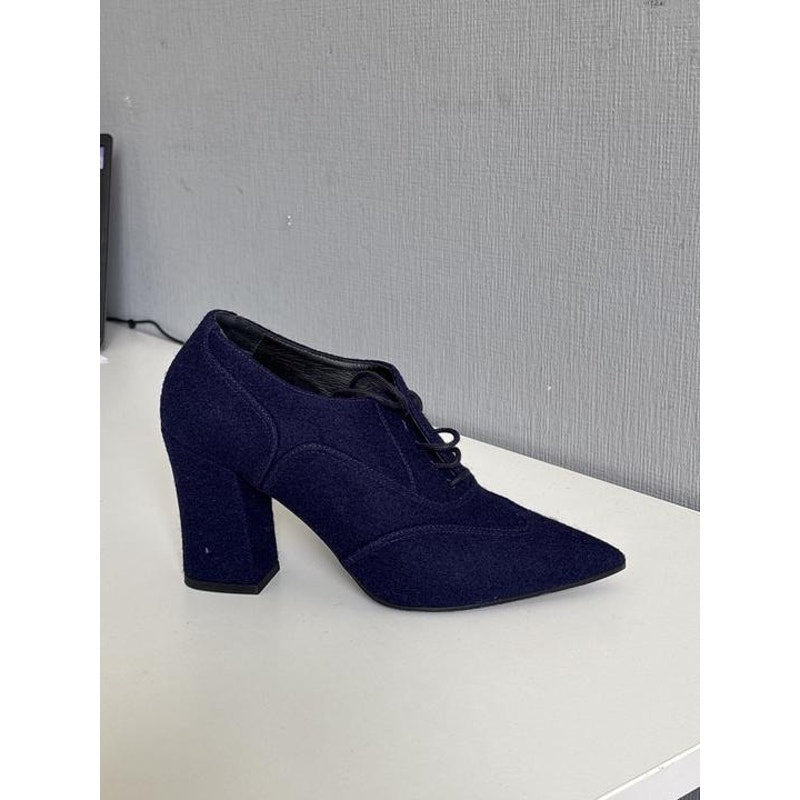 Chanel Blue Textile Lace-Up Ankle Boots - EU 38 Pre-owned