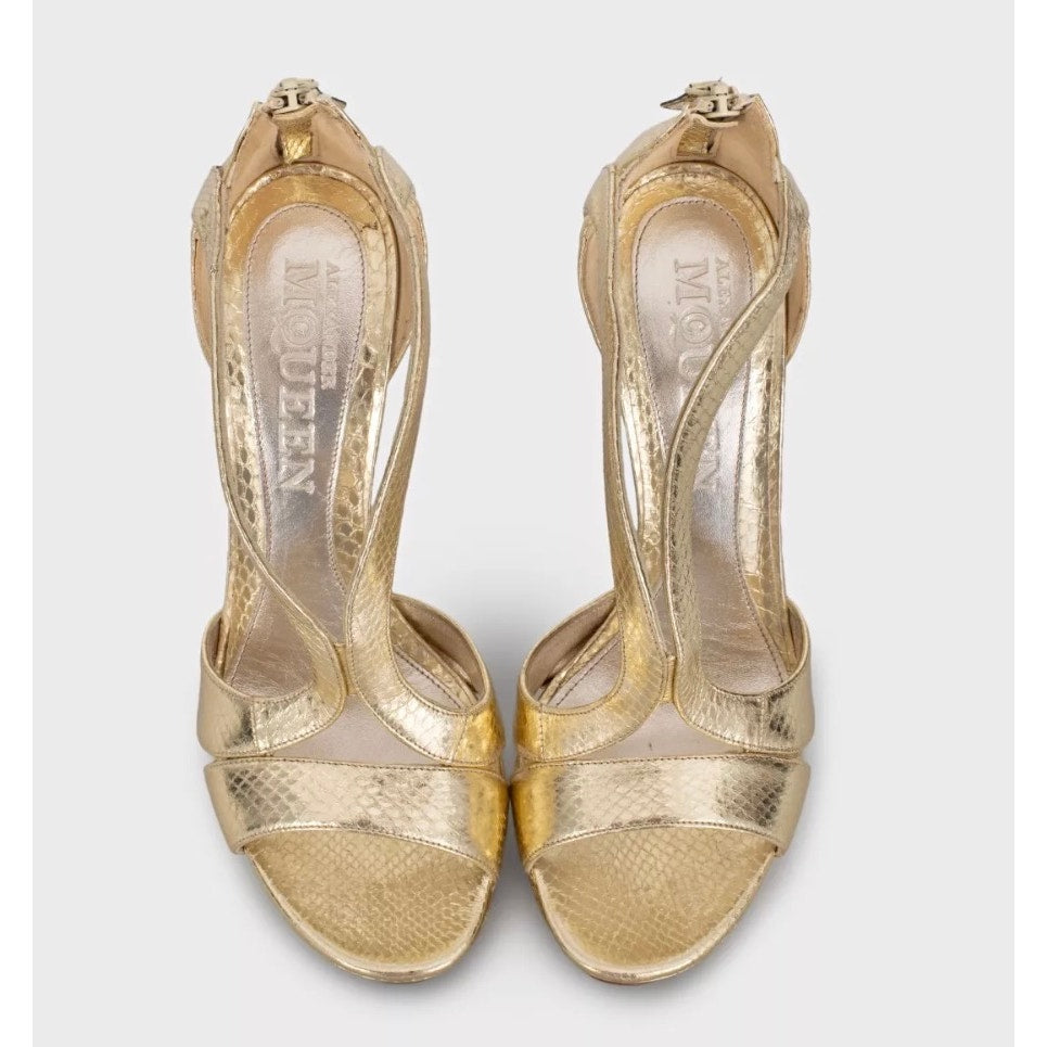 Alexander McQueen Gold Stiletto Sandals Size 38 Pre-owned