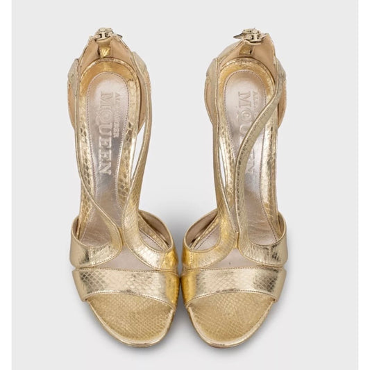 Alexander McQueen Gold Stiletto Sandals Size 38 Pre-owned