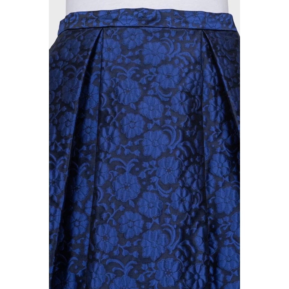 Christian Dior Blue Floral Silk Skirt - Sz M (EU 42) pre-owned