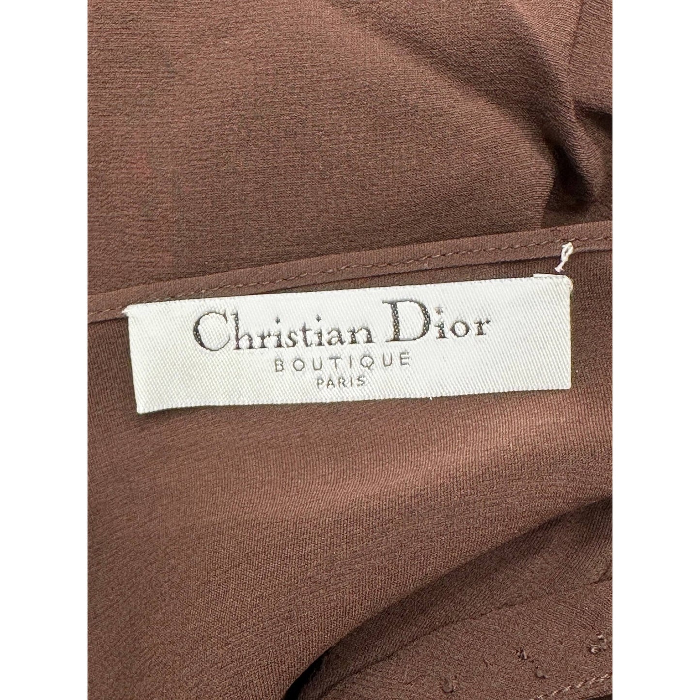 Dior by Galliano 2005 Brown Silk Ruffle Evening Dress Sz.36 Pre-owned