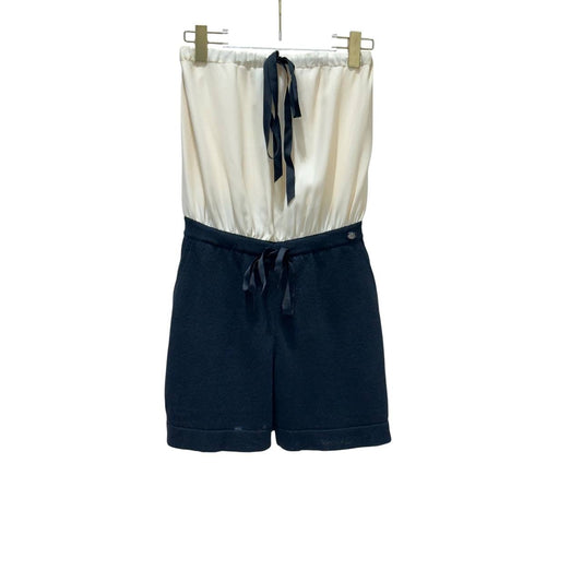 CHANEL Cream & Black Signature Playsuit Mini Jumpsuit Sz.38 pre-owned