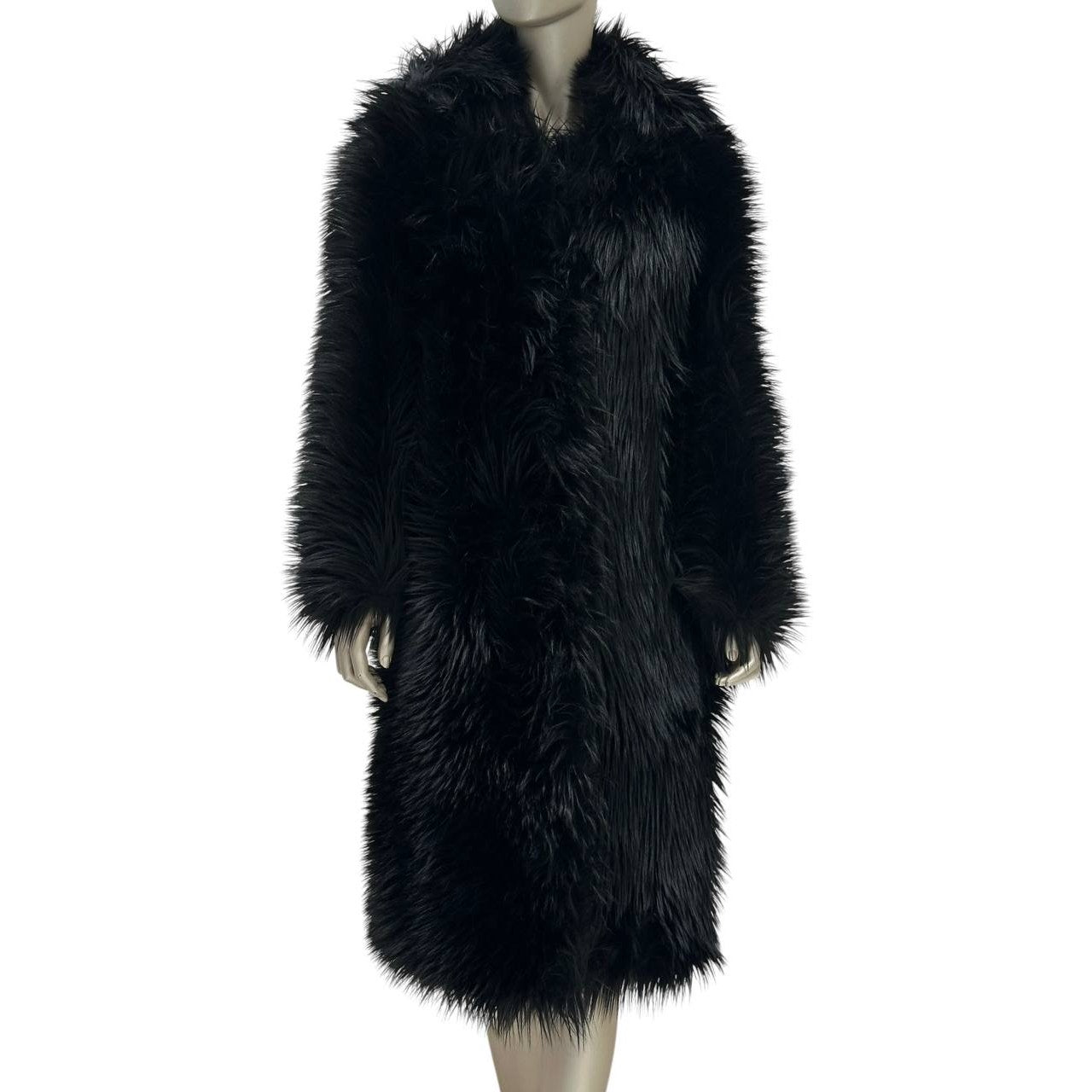 Prada 2011 Black Faux Fur Coat  Sz.40 pre-owned