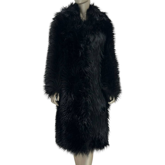 Prada 2011 Black Faux Fur Coat  Sz.40 pre-owned
