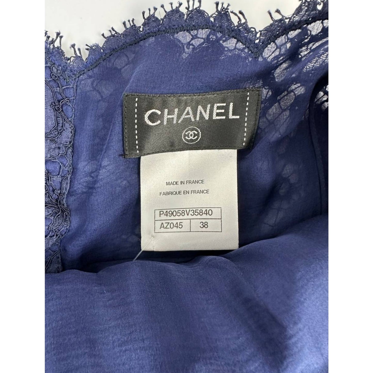 Chanel Blue Floral Lace Caraco CC Logo Buttons Tank Top Sz.38 Pre-owned