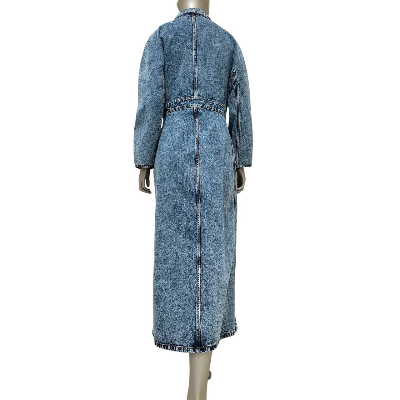 Alaïa Blue Faded Denim Asymmetric Trench Coat Sz 42 Pre-owned