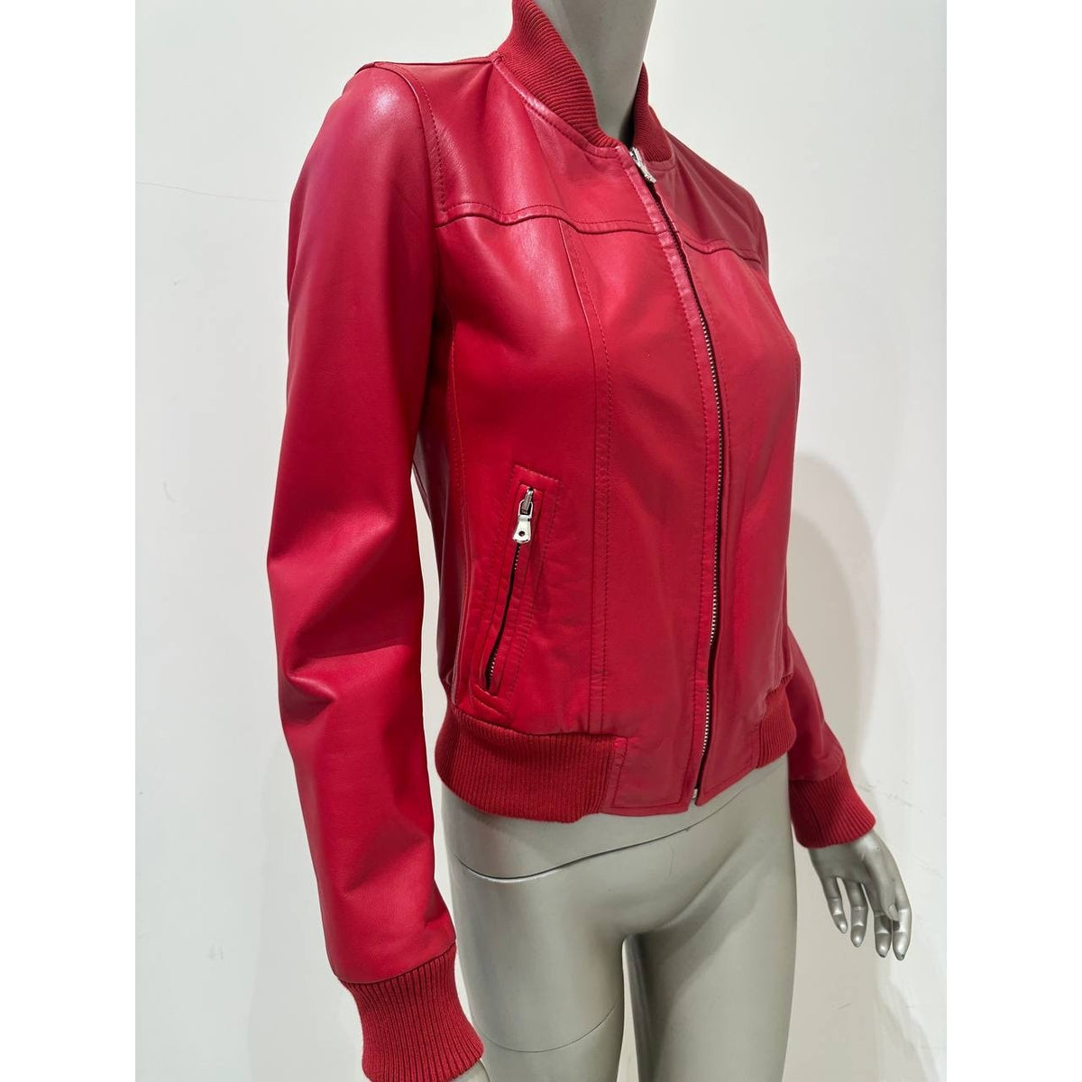 Dolce & Gabbana Red Lambskin Bomber Jacket, IT 40 Pre-owned