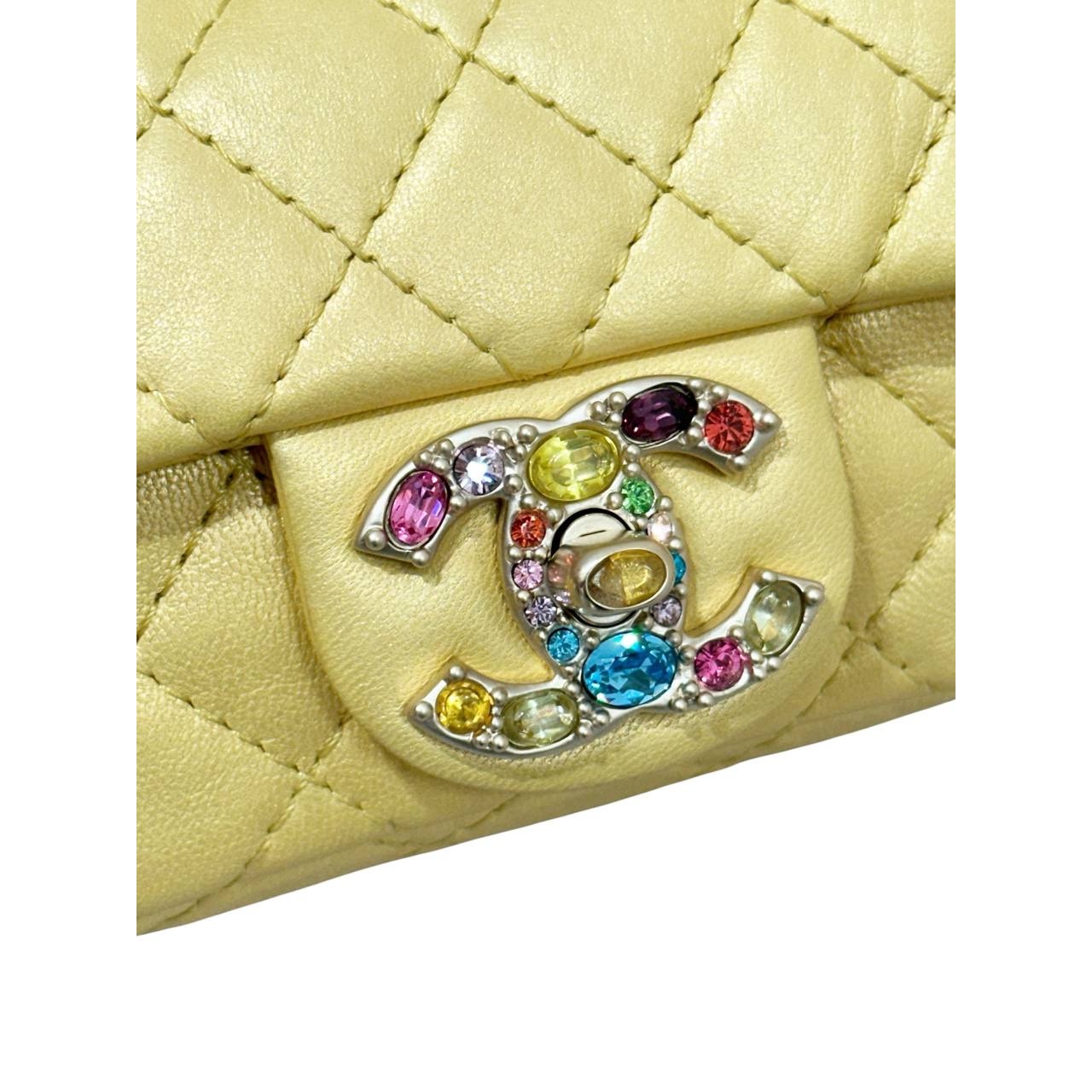 Chanel Iridescent Yellow Lambskin Extra Mini Jewel Flap Bag Pre-owned