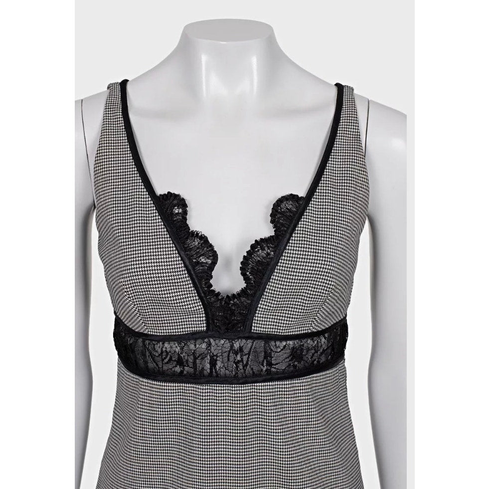 Roberto Cavalli Black & White Lace Wool Blend Dress Size 42/ M Pre-owned