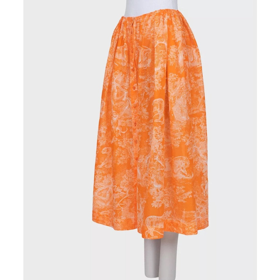 Christian Dior Orange Printed Voluminous Skirt  Sz.XS pre-owned