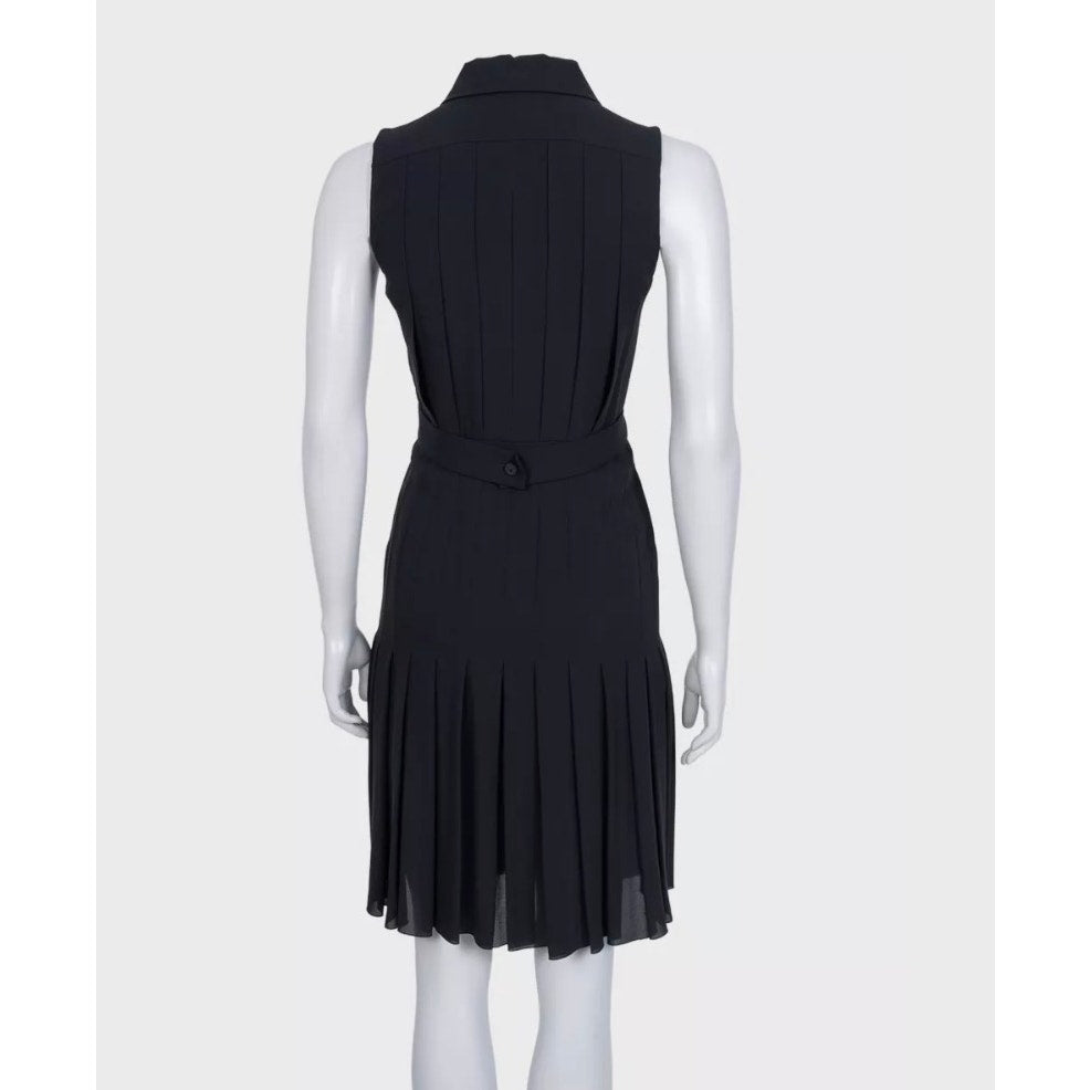 Chanel Black Silk Pleated Dress Sz.34 pre-owned