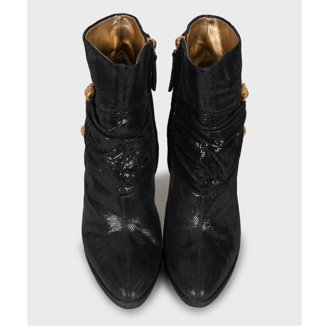 Roberto Cavalli Black Leather Ankle Boots Sz.38.5 pre-owned
