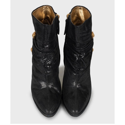 Roberto Cavalli Black Leather Ankle Boots Sz.38.5 pre-owned