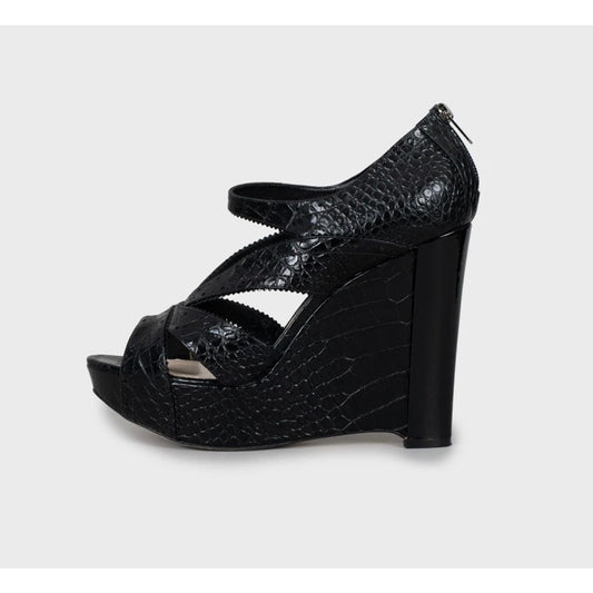 Christian Dior Black Perforated Leather Wedge Sandals Sz.41 Pre-owned