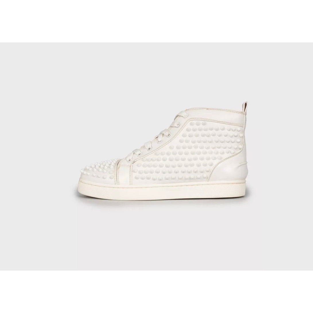 Christian Louboutin White Spiked Leather Sneakers EU 42 Pre-owned