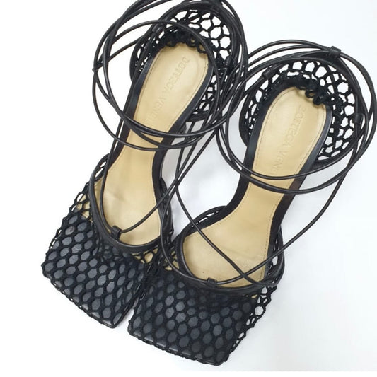 Bottega Veneta Stretch Square-Toe Mesh Pumps Samdals Sz.36 Pre-owned