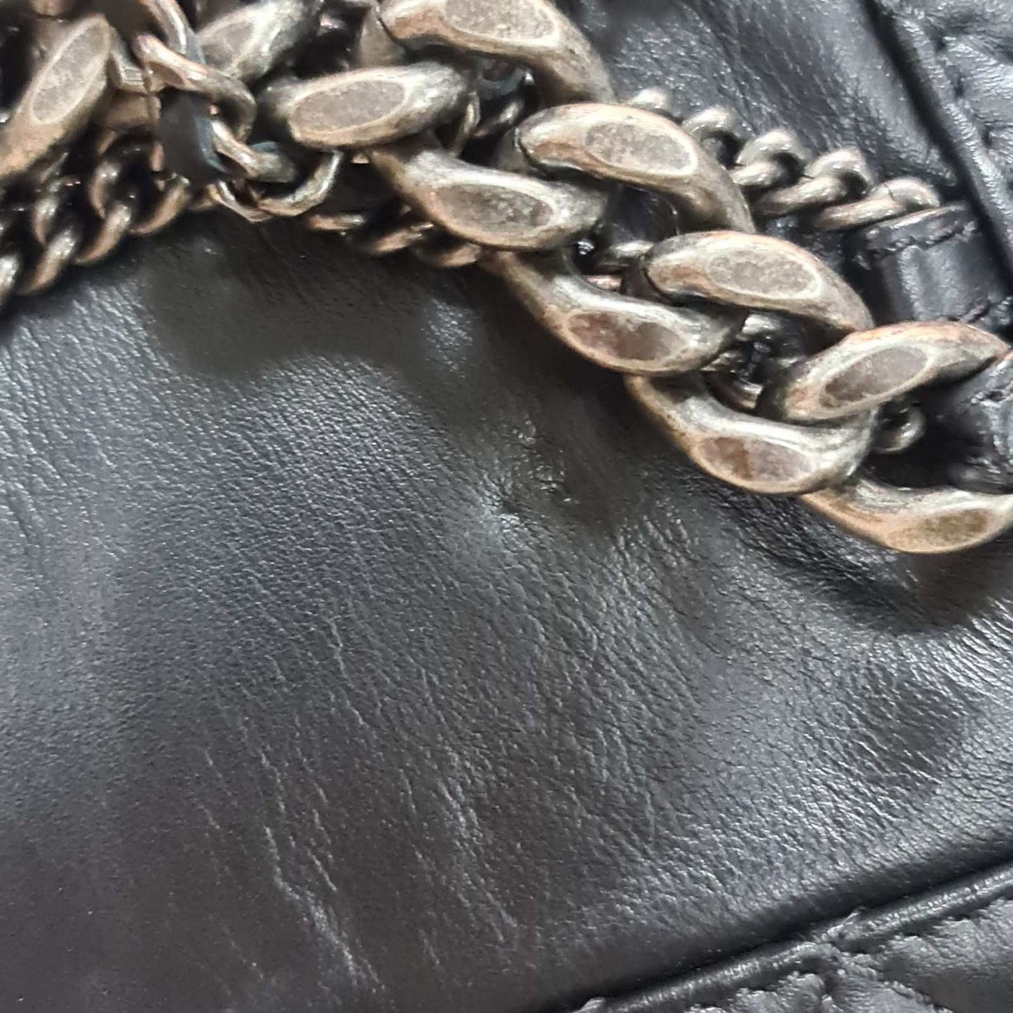 CHANEL Black Lambskin Leather Multi Chains Boy Bag pre-owned