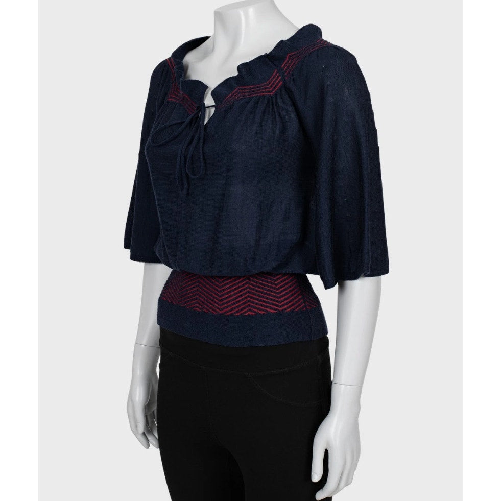 Christian Dior Blue Striped Cashmere-Silk Blouse - IT40/S pre-owned