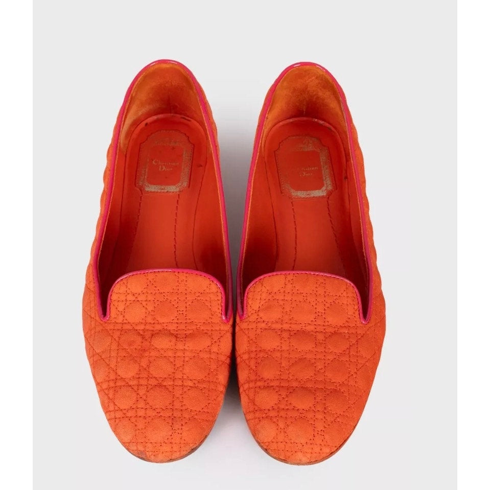 Christian Dior Orange Suede Ballet Flats - Size 39 Pre-owned