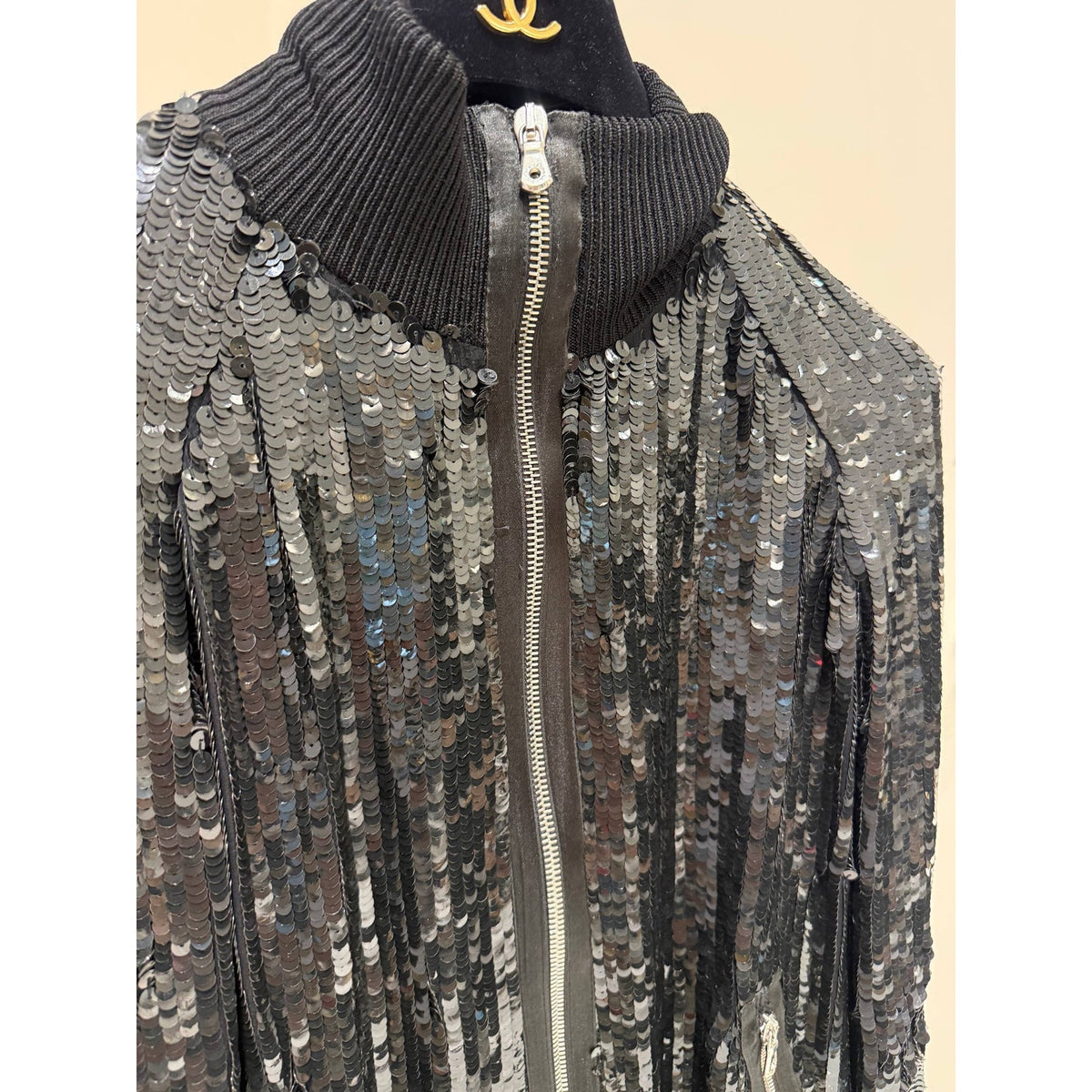 Dolce & Gabbana Black Sequin Bomber Jacket Sz.38 Pre-owned